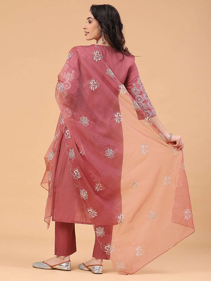 pink viscose kurta pant  set - 22182317 -  Standard Image - 4