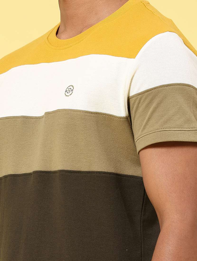 men multi colored cotton blend color block t-shirt - 22182341 -  Standard Image - 1