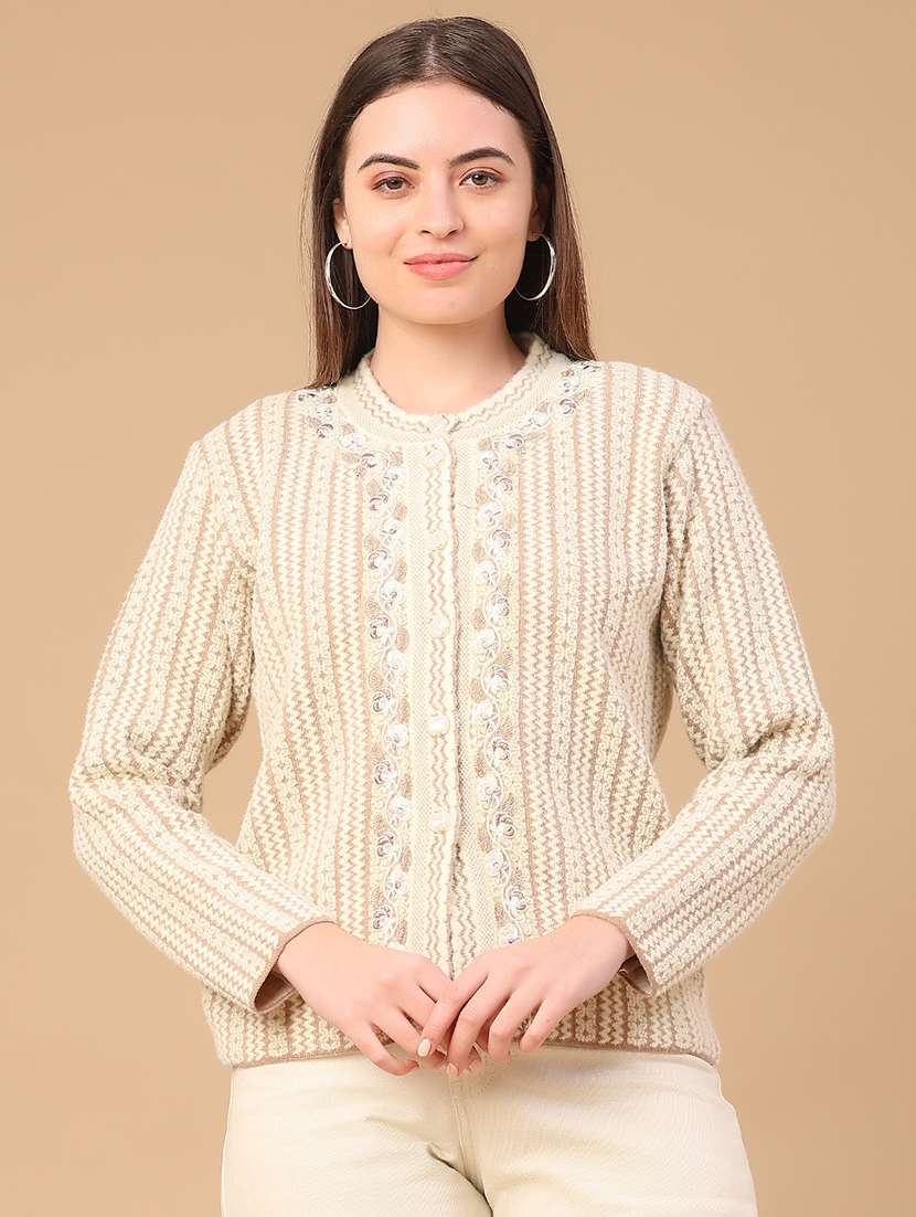 women self design long sleeve cardigan - 22182432 -  Standard Image - 1