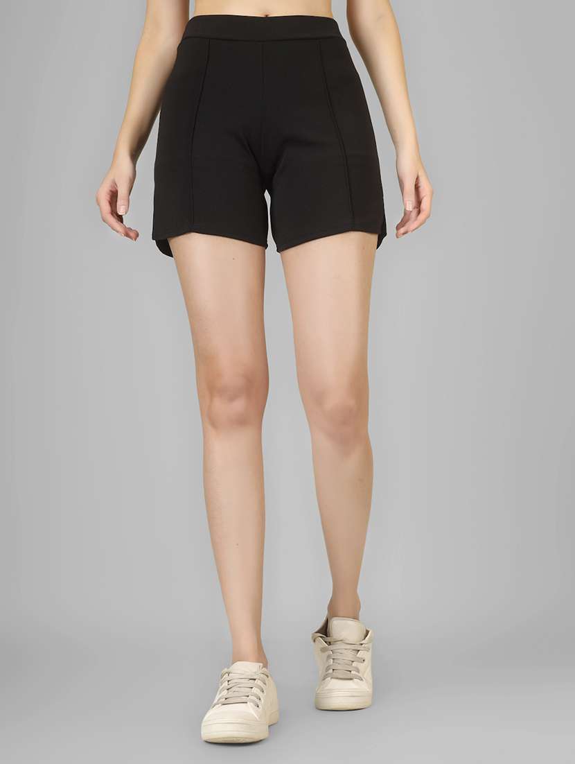 women solid high rise tailored shorts - 22182434 -  Standard Image - 1