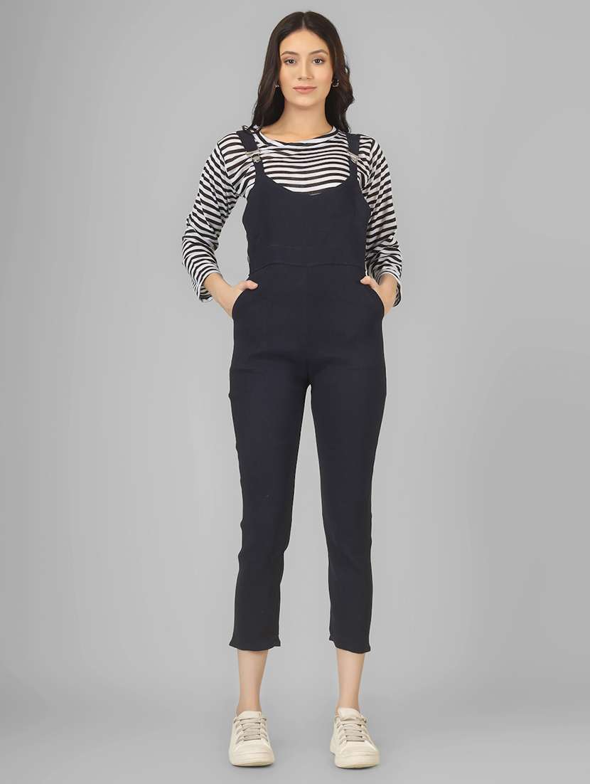 women solid sleeveless dungaree - 22182436 -  Standard Image - 1