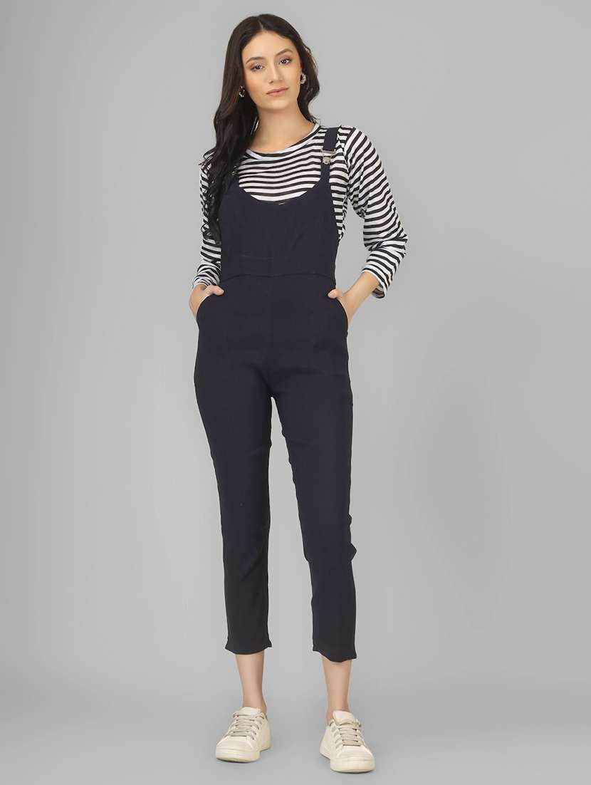 women solid sleeveless dungaree - 22182436 -  Standard Image - 6