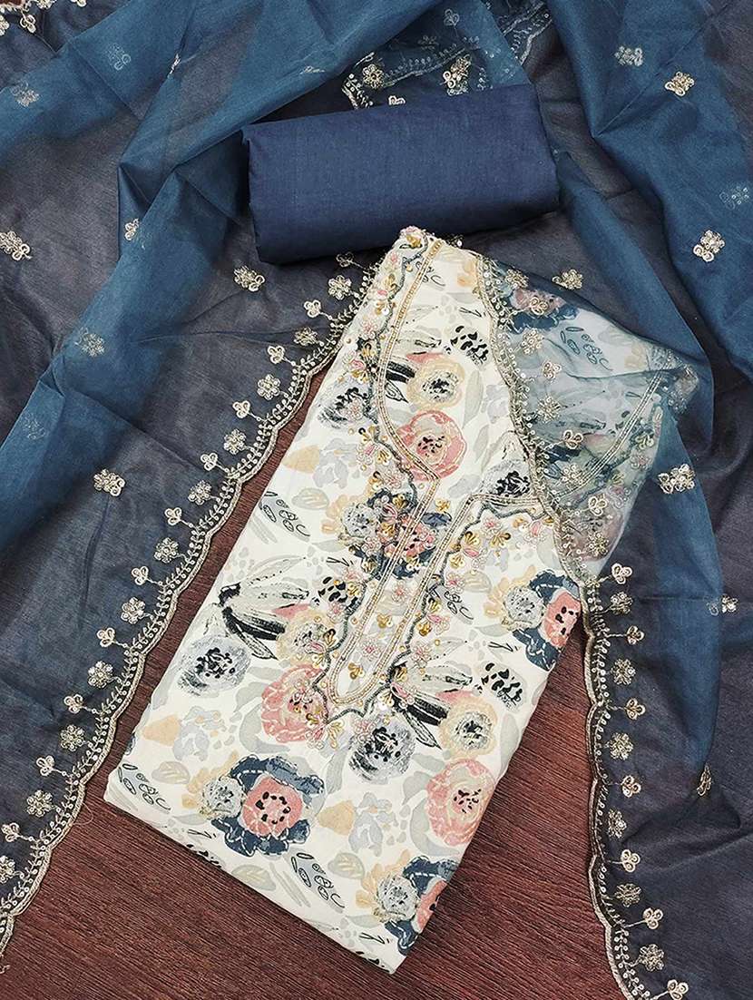 women floral printed embroidered unstitched suit set - 22182439 -  Standard Image - 1