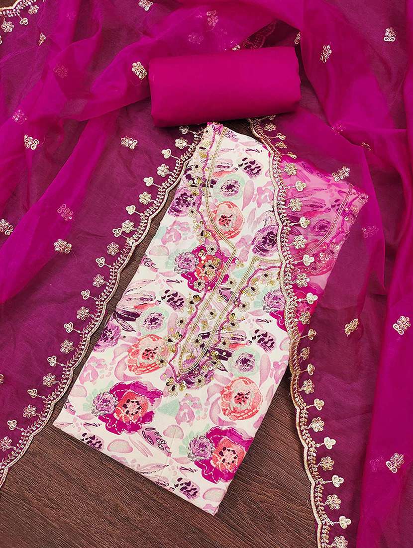 women floral printed embroidered unstitched suit set - 22182440 -  Standard Image - 1