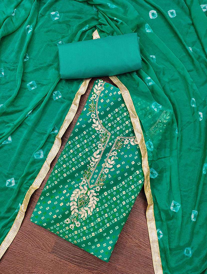 women bandhani printed embroidered unstitched suit set - 22182441 -  Standard Image - 1