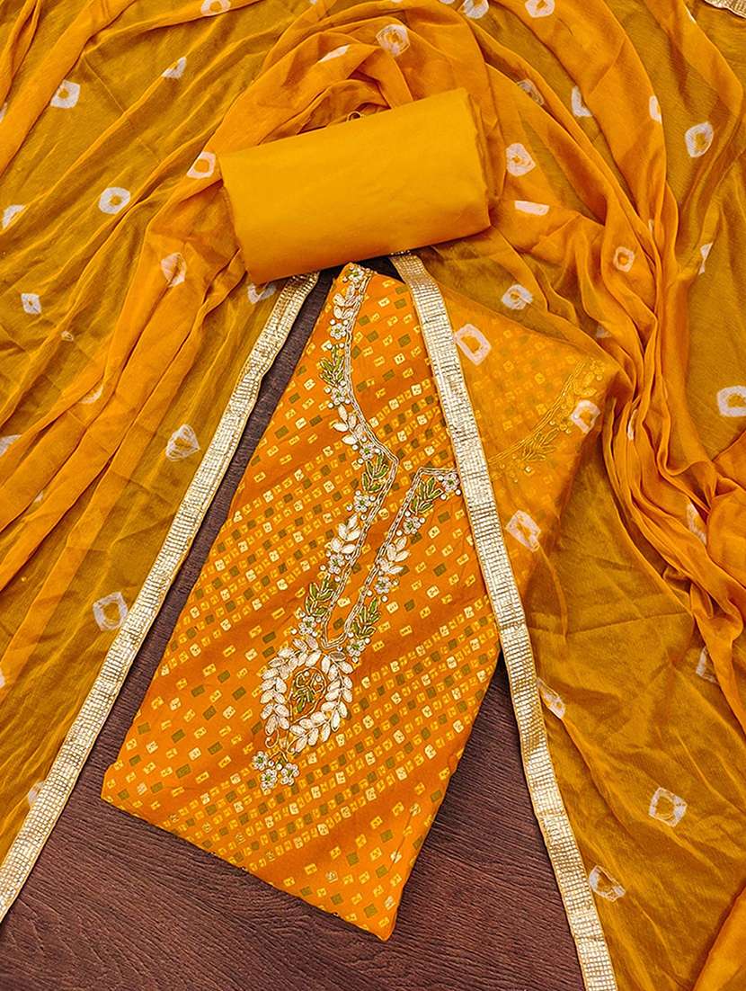 women bandhani printed embroidered unstitched suit set - 22182442 -  Standard Image - 1