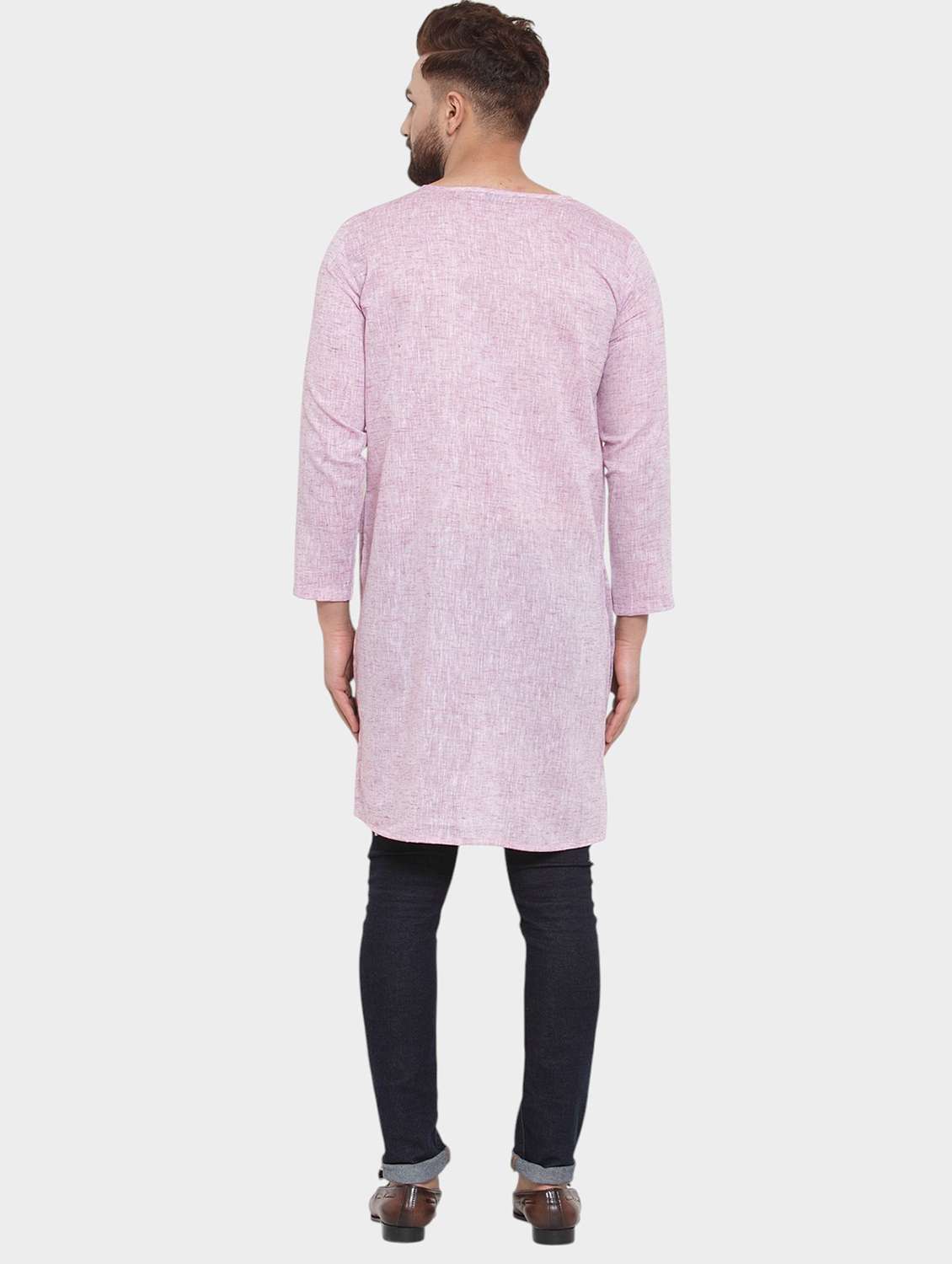 men self design long sleeve asymmetric kurta - 22182578 -  Standard Image - 4