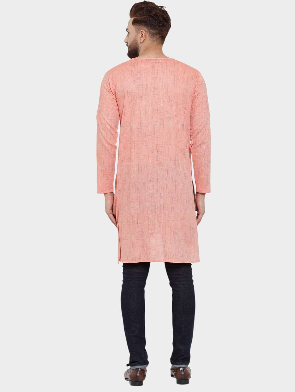 men self design long sleeve asymmetric kurta - 22182579 -  Standard Image - 4