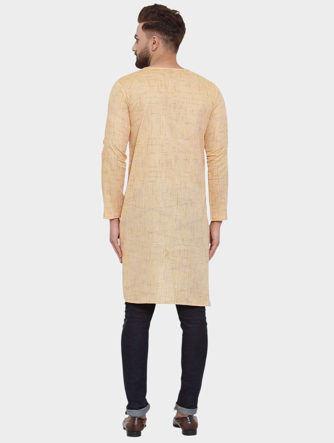 men self design long sleeve asymmetric kurta - 22182580 -  Standard Image - 4