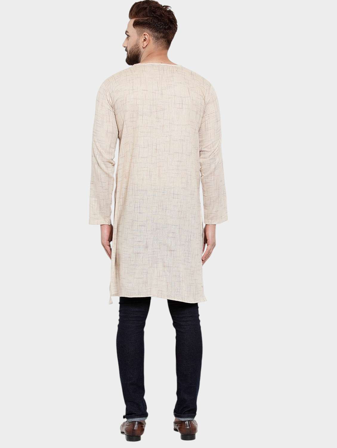 men self design long sleeve asymmetric kurta - 22182581 -  Standard Image - 4