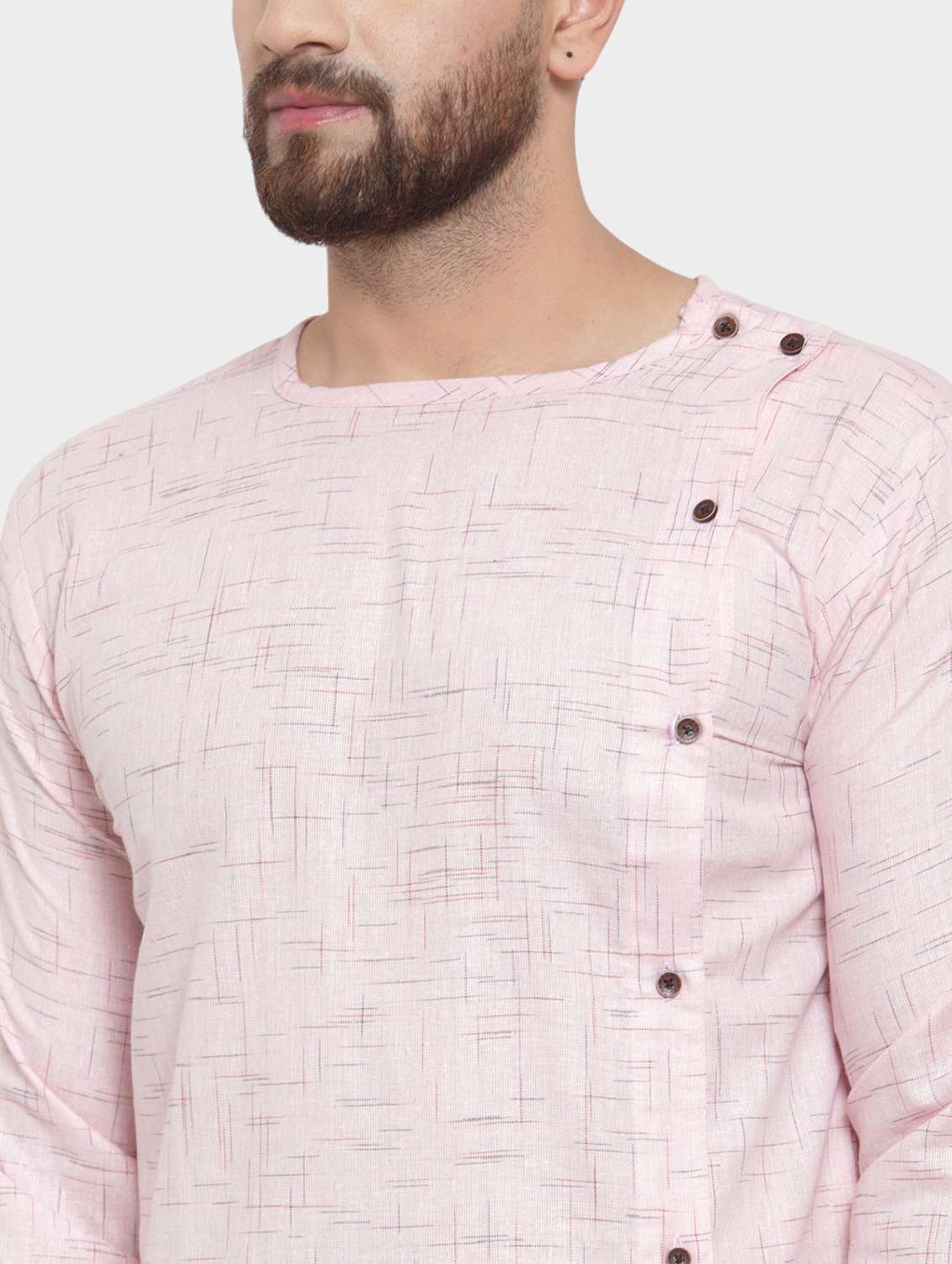 men self design long sleeve asymmetric kurta - 22182582 -  Standard Image - 4