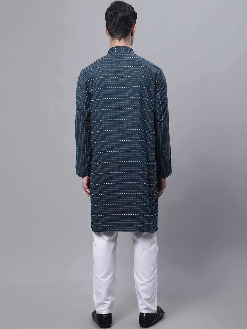 men self design mandarin neck long kurta - 22182598 -  Standard Image - 4