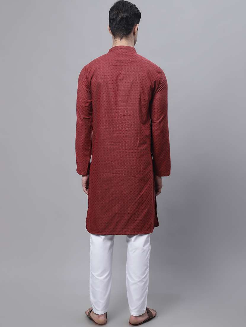 men self design mandarin neck long kurta - 22182604 -  Standard Image - 4
