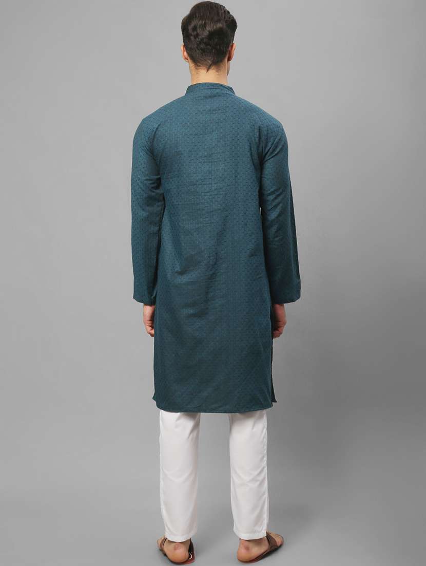 men self design mandarin neck long kurta - 22182606 -  Standard Image - 4