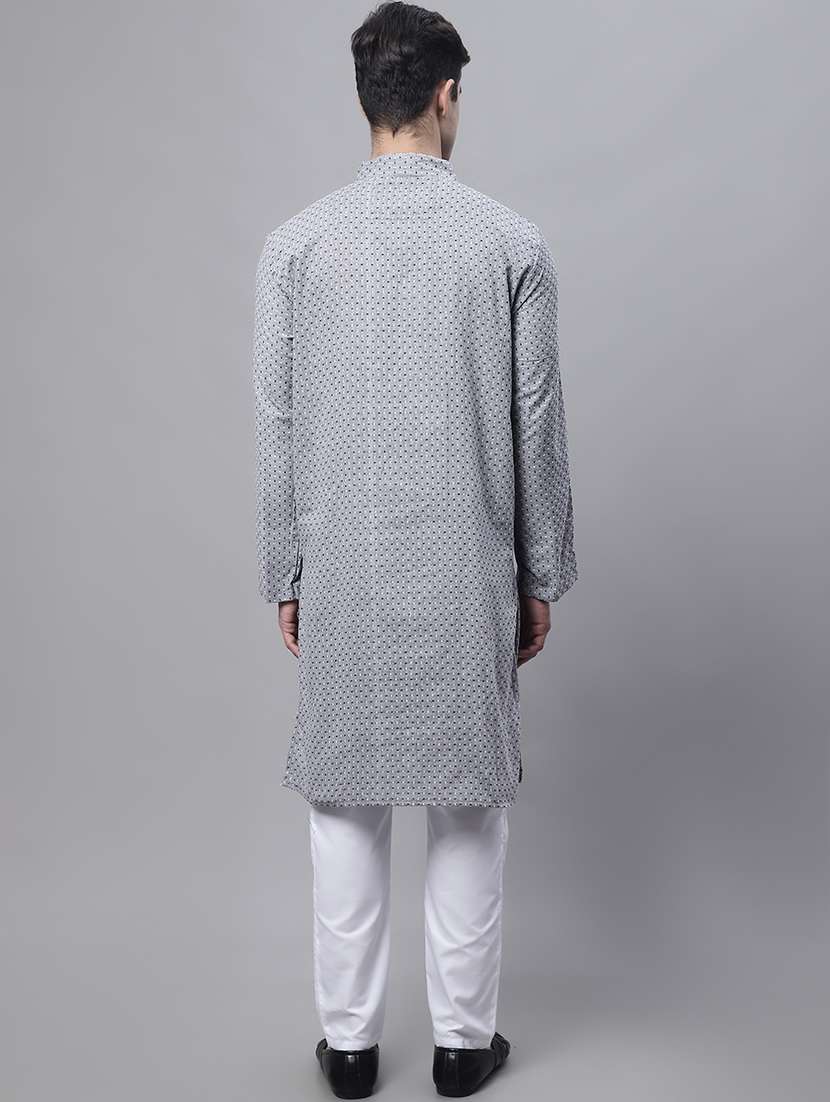 men self design mandarin neck long kurta - 22182608 -  Standard Image - 4