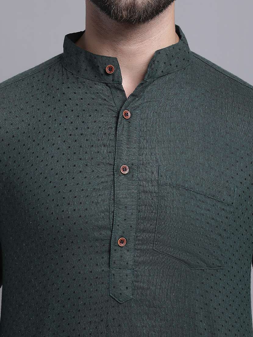 men self design mandarin neck long kurta - 22182610 -  Standard Image - 6