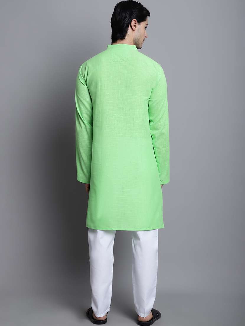 men solid mandarin neck long kurta - 22182616 -  Standard Image - 4