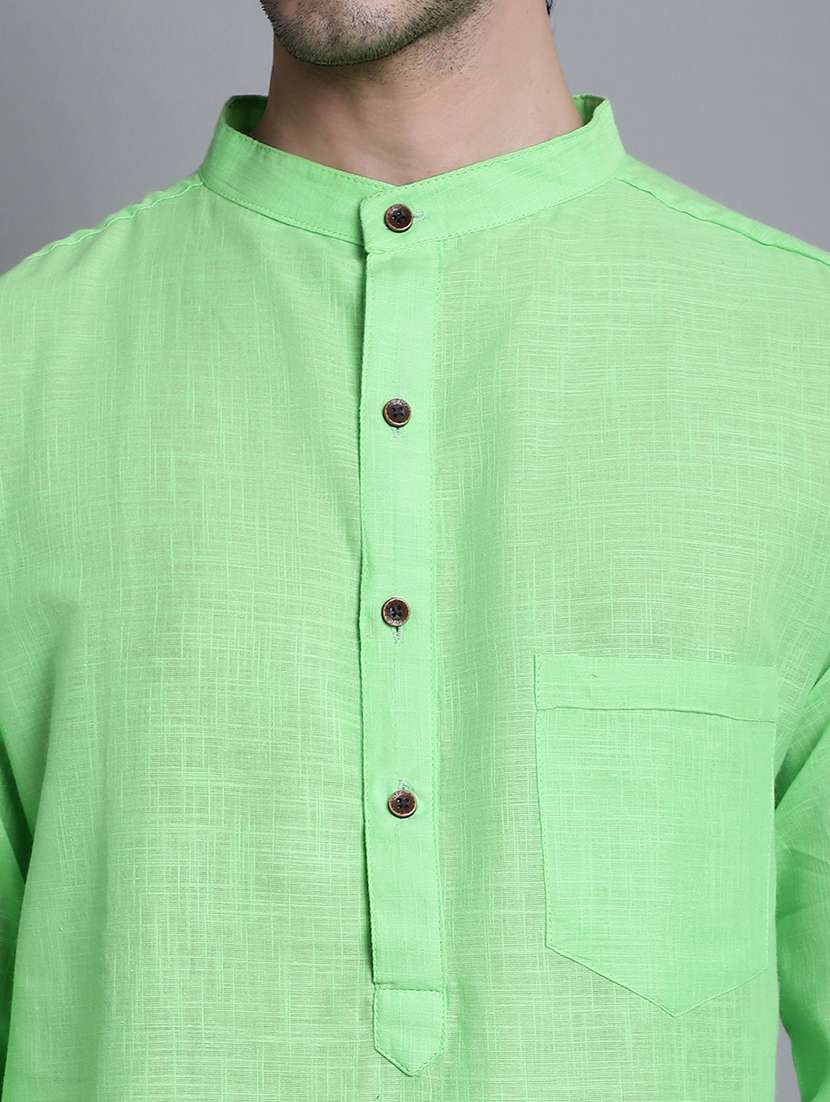 men solid mandarin neck long kurta - 22182616 -  Standard Image - 6