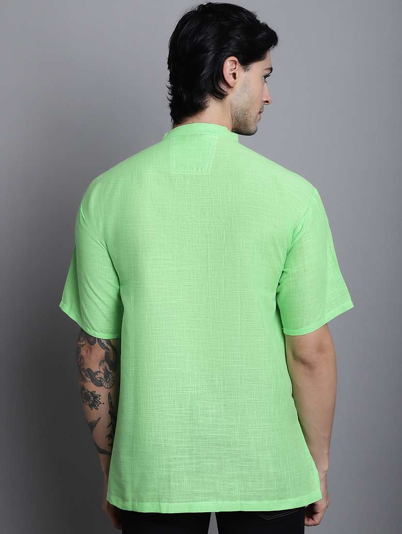 men solid mandarin neck short kurta - 22182617 -  Standard Image - 4