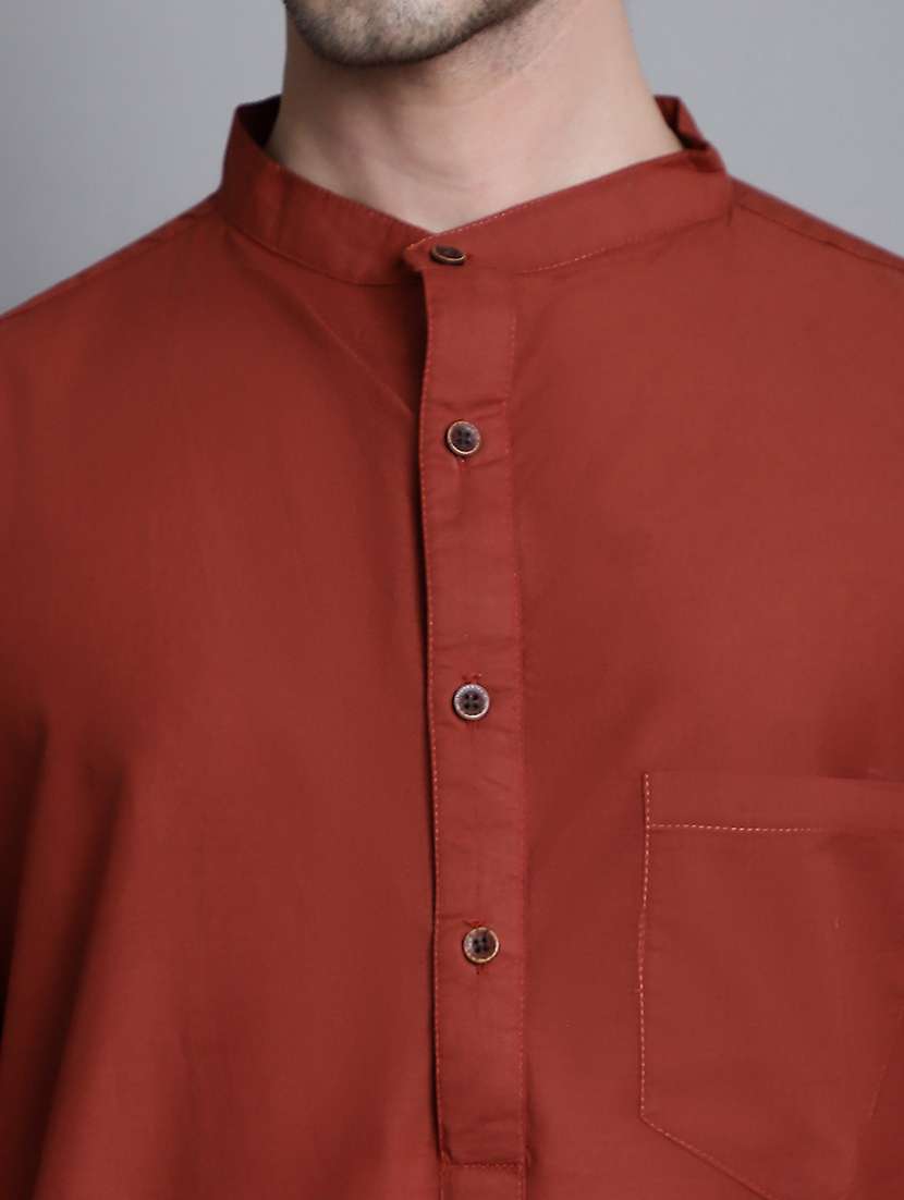 men solid mandarin neck long kurta - 22182618 -  Standard Image - 6