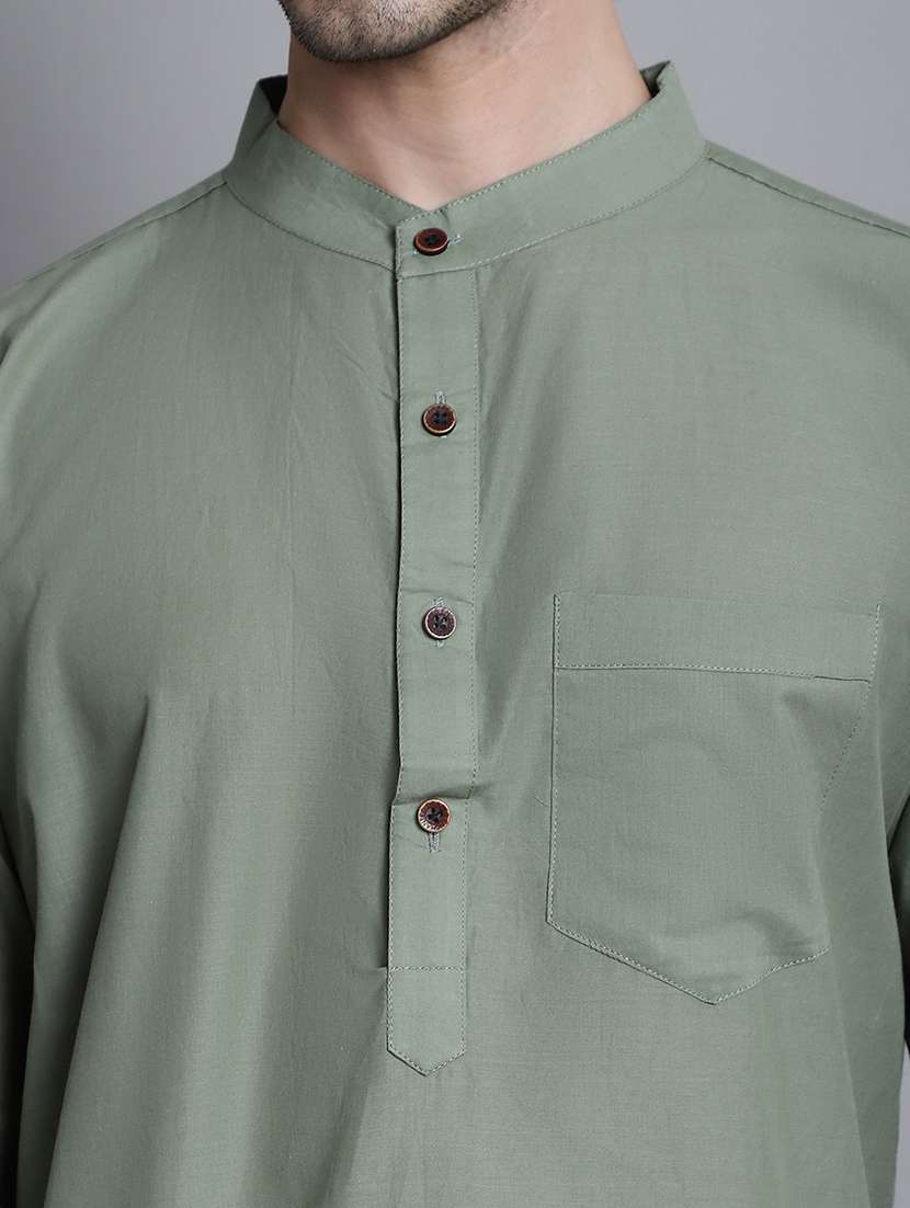 men solid mandarin neck long kurta - 22182620 -  Standard Image - 6