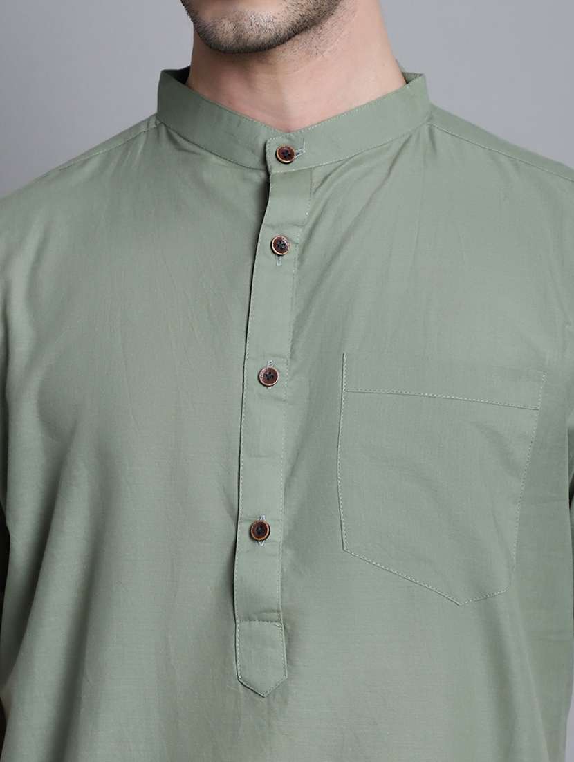 men solid mandarin neck short kurta - 22182621 -  Standard Image - 6