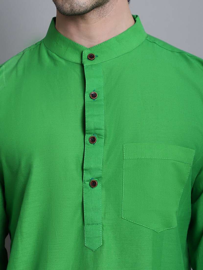 men solid mandarin neck long kurta - 22182622 -  Standard Image - 6