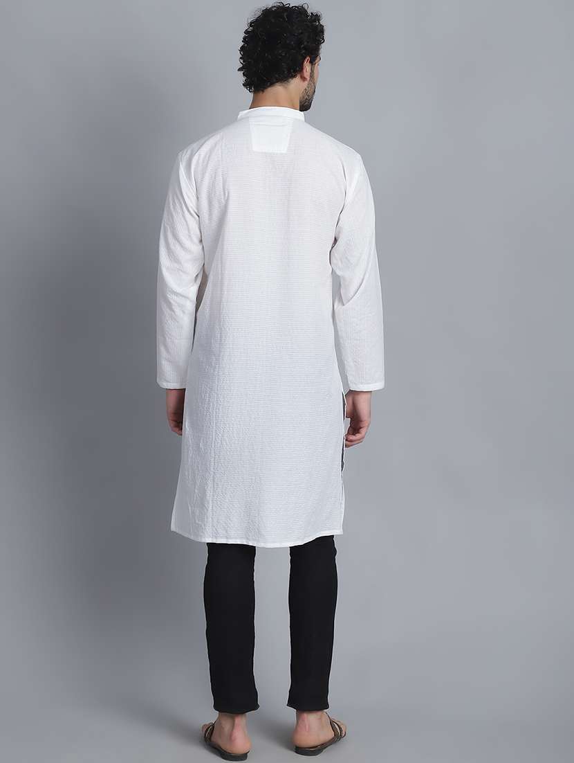 men striped mandarin neck long kurta - 22182628 -  Standard Image - 4