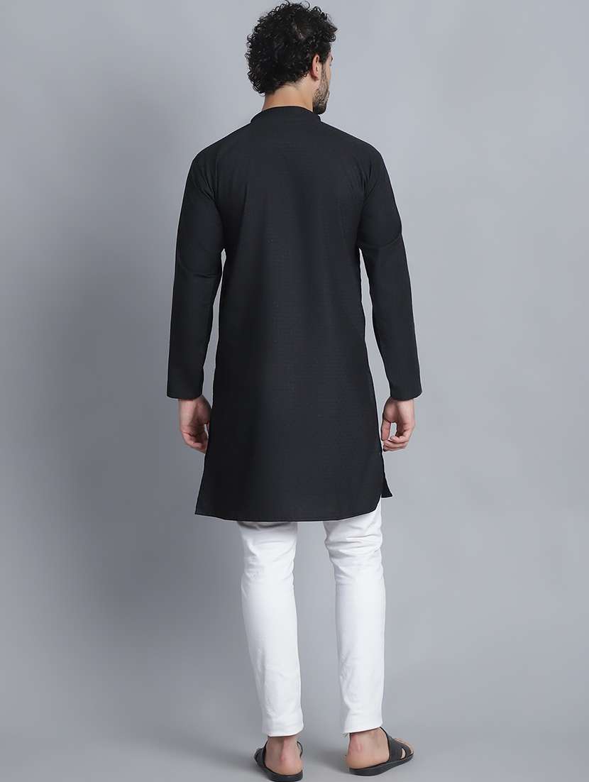 men self design mandarin neck long kurta - 22182630 -  Standard Image - 4