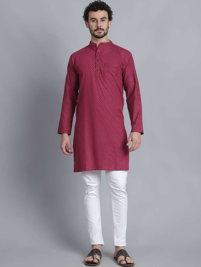 men self design mandarin neck long kurta - 22182634 -  Standard Image - 1