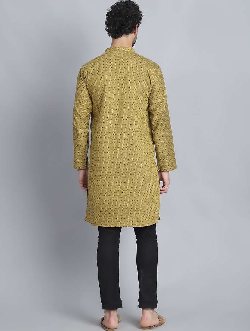 men self design mandarin neck long kurta - 22182638 -  Standard Image - 4