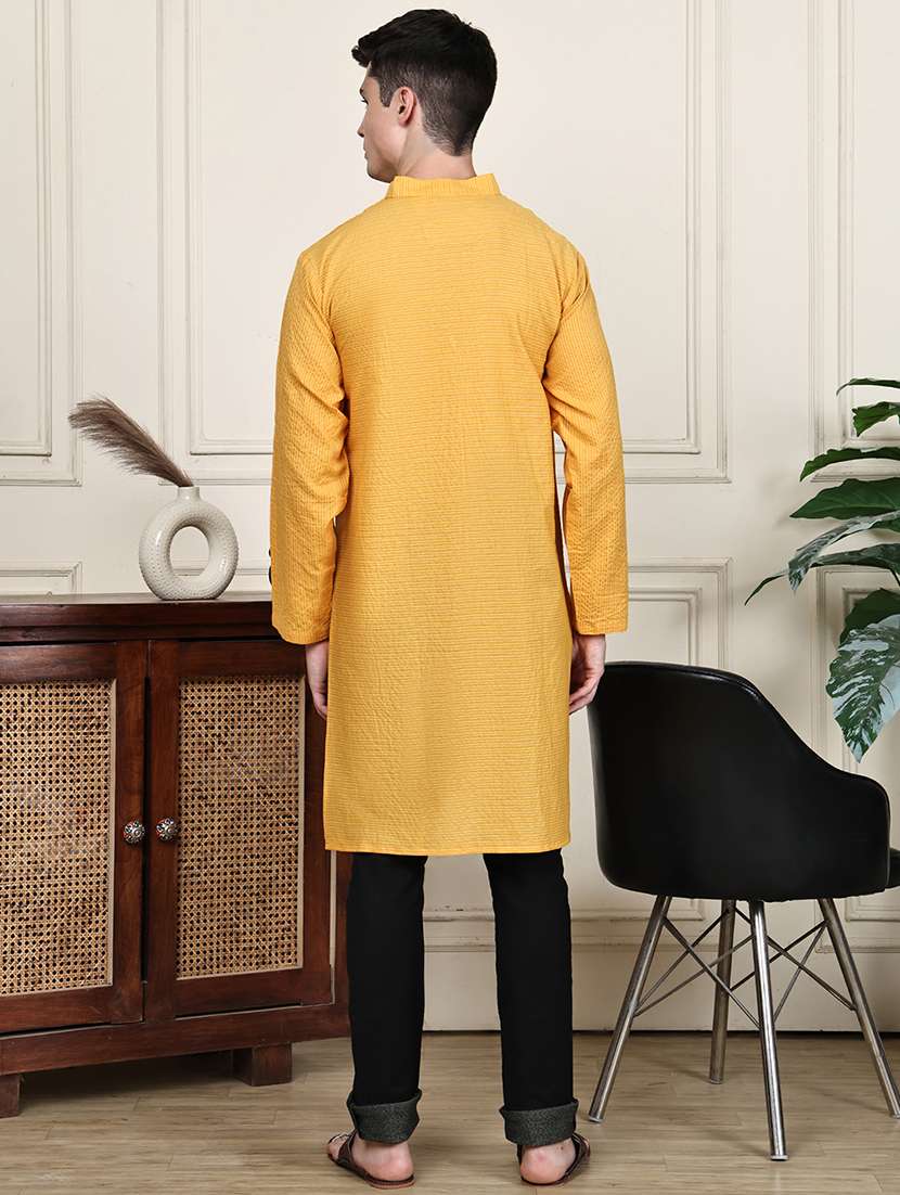 men striped mandarin neck long kurta - 22182666 -  Standard Image - 4