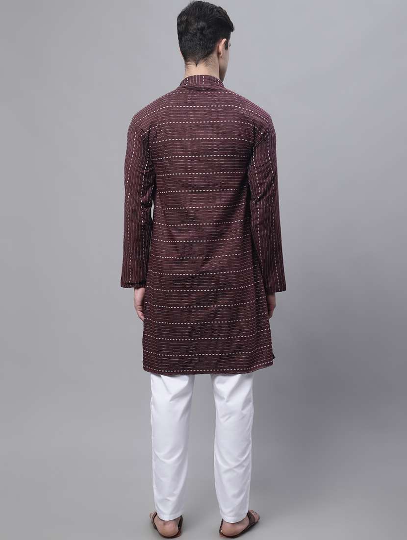 men self design mandarin neck long kurta - 22182668 -  Standard Image - 4