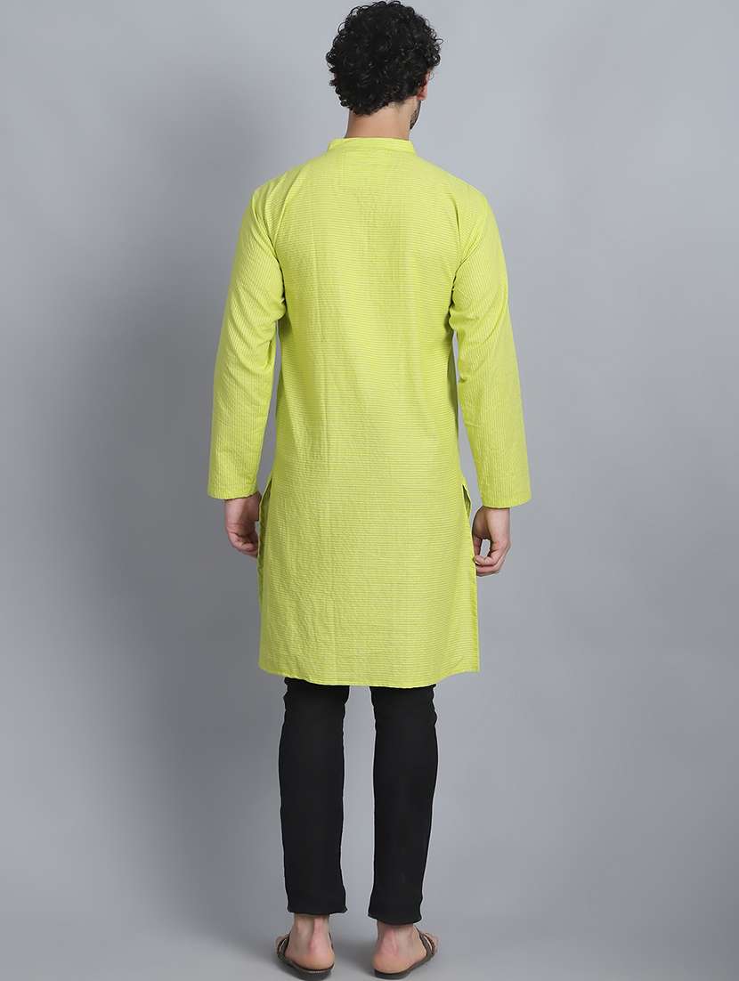men striped mandarin neck long kurta - 22182670 -  Standard Image - 4