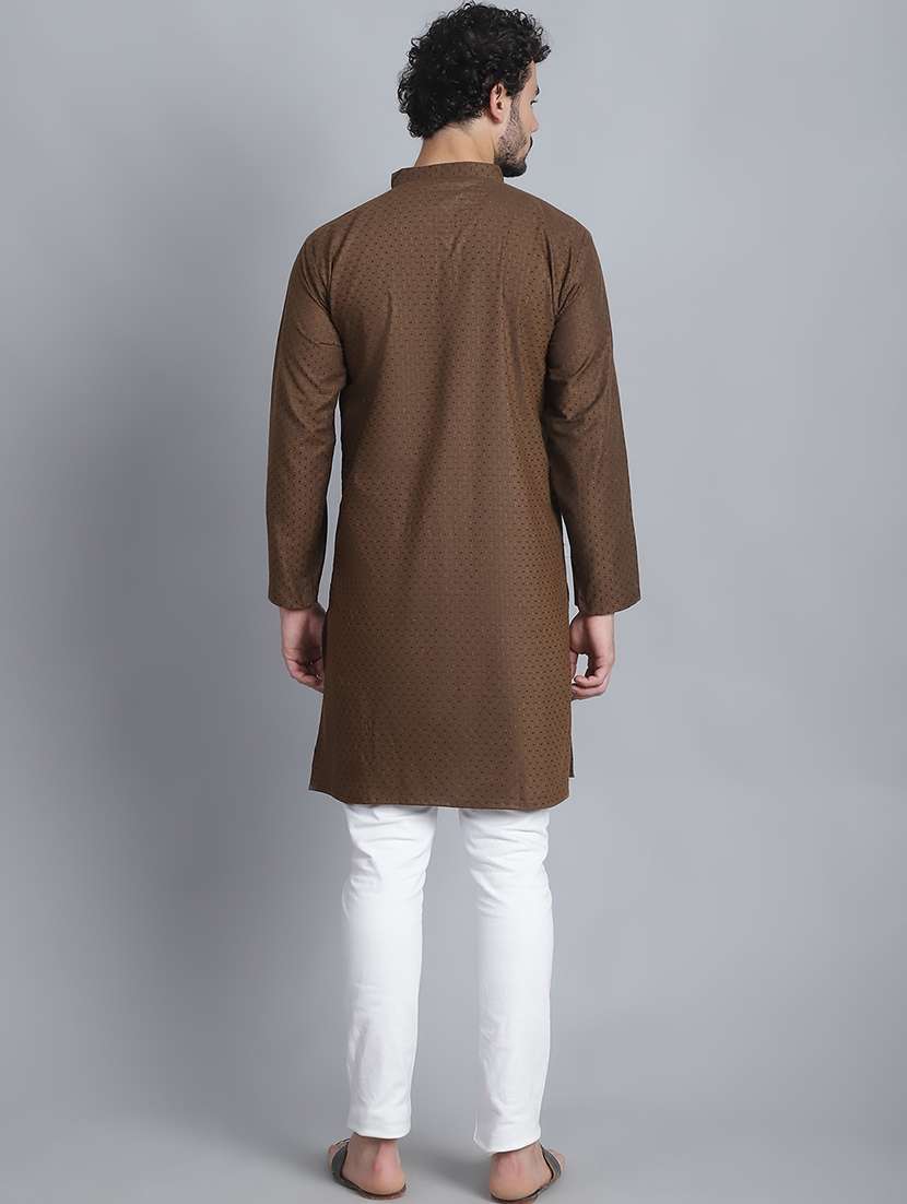 men self design mandarin neck long kurta - 22182672 -  Standard Image - 4