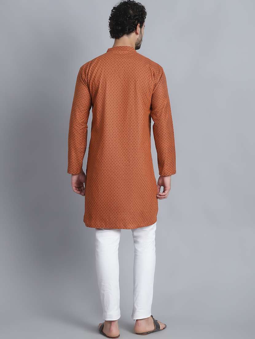 men self design mandarin neck long kurta - 22182674 -  Standard Image - 4