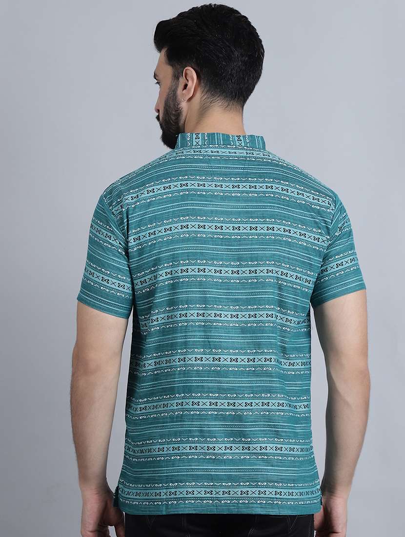 men self design mandarin neck short kurta - 22182679 -  Standard Image - 4
