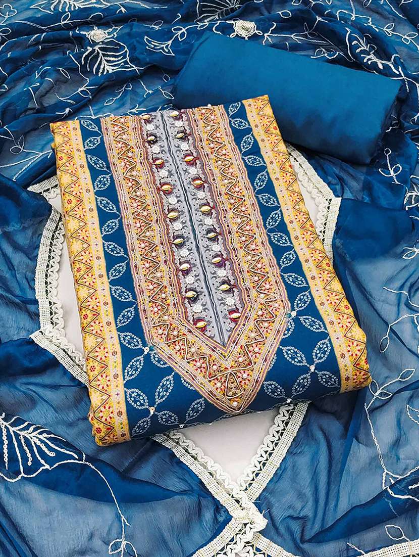 women printed embroidered unstitched suit set
