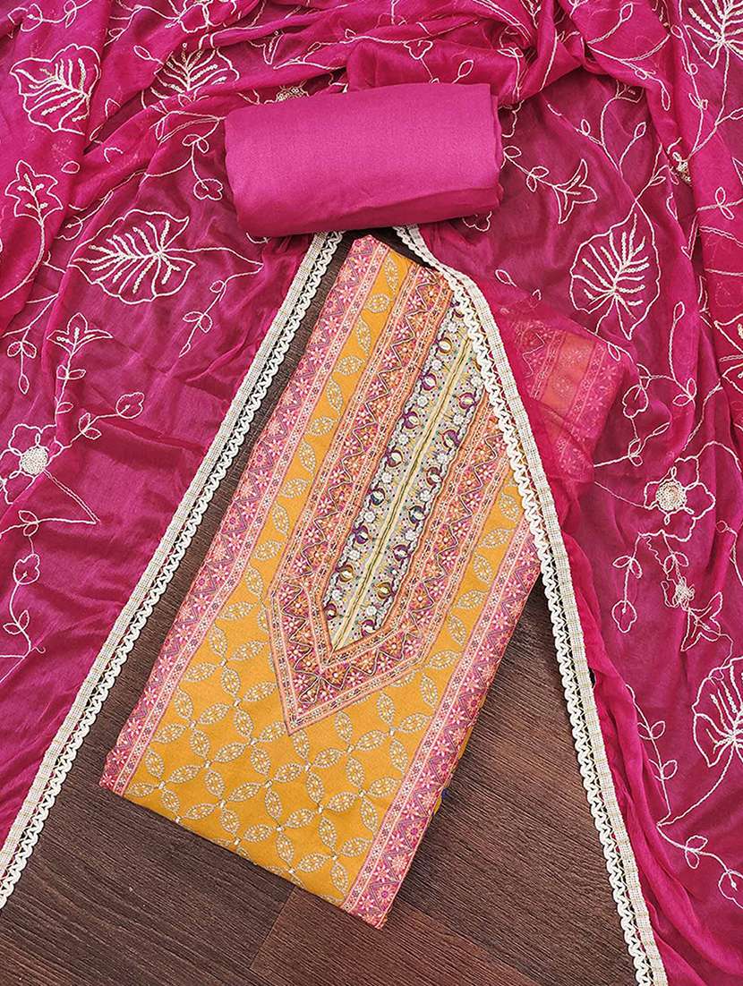 women printed embroidered unstitched suit set - 22182739 -  Standard Image - 1