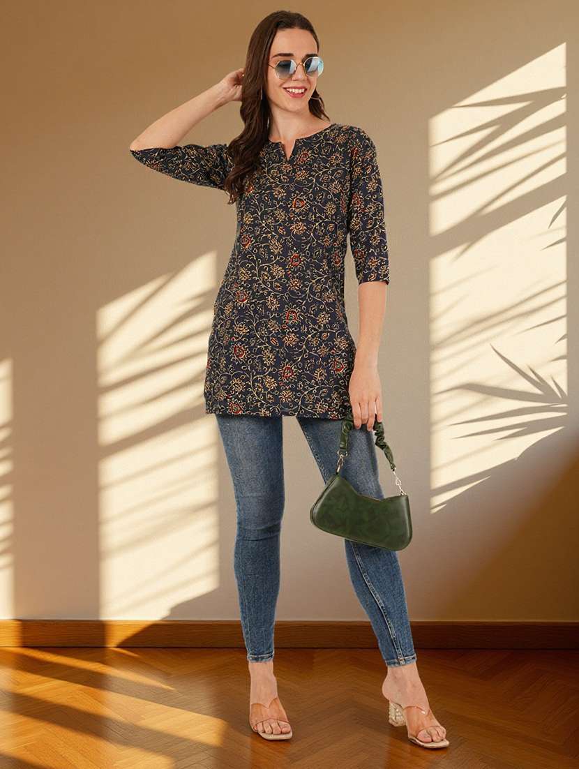 women printed three quarter sleeve straight kurti - 22182781 -  Standard Image - 6