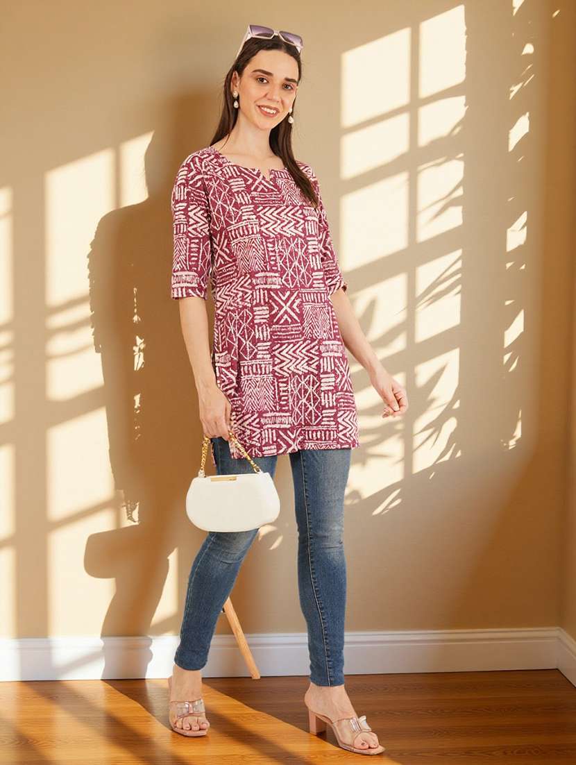 maroon cotton aline kurti - 22182789 -  Standard Image - 6