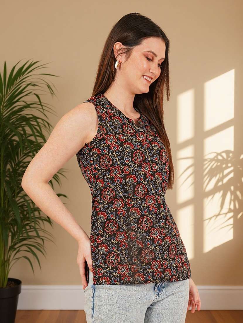 women printed sleeveless straight kurti - 22182795 -  Standard Image - 1