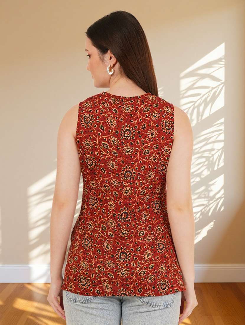 women printed sleeveless straight kurti - 22182797 -  Standard Image - 4
