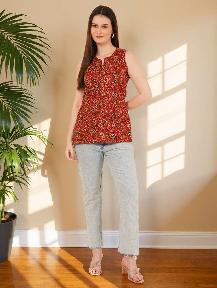 women printed sleeveless straight kurti - 22182797 -  Standard Image - 6