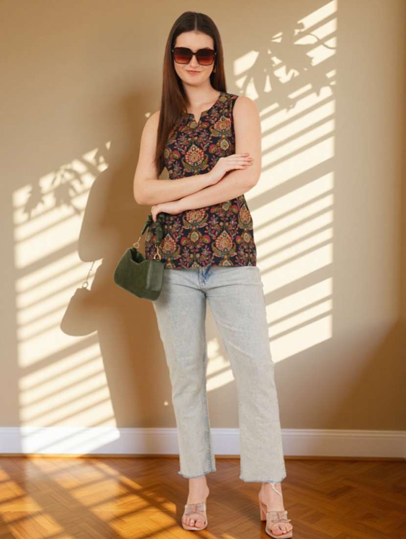 women printed sleeveless straight kurti - 22182799 -  Standard Image - 6