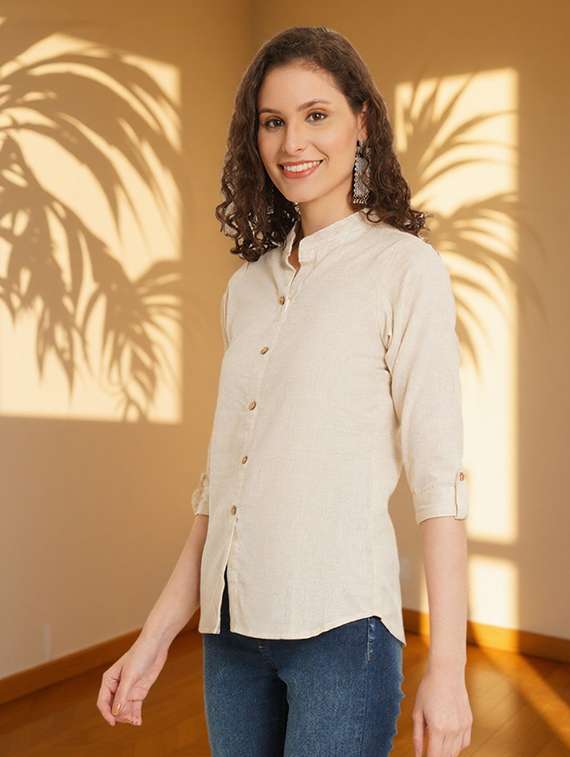 women solid three quarter sleeve regular top - 22182834 -  Standard Image - 1