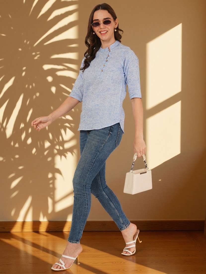 women solid three quarter sleeve regular top - 22182839 -  Standard Image - 6