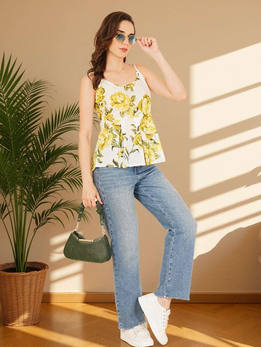 women floral print shoulder strap peplum top - 22182843 -  Standard Image - 4