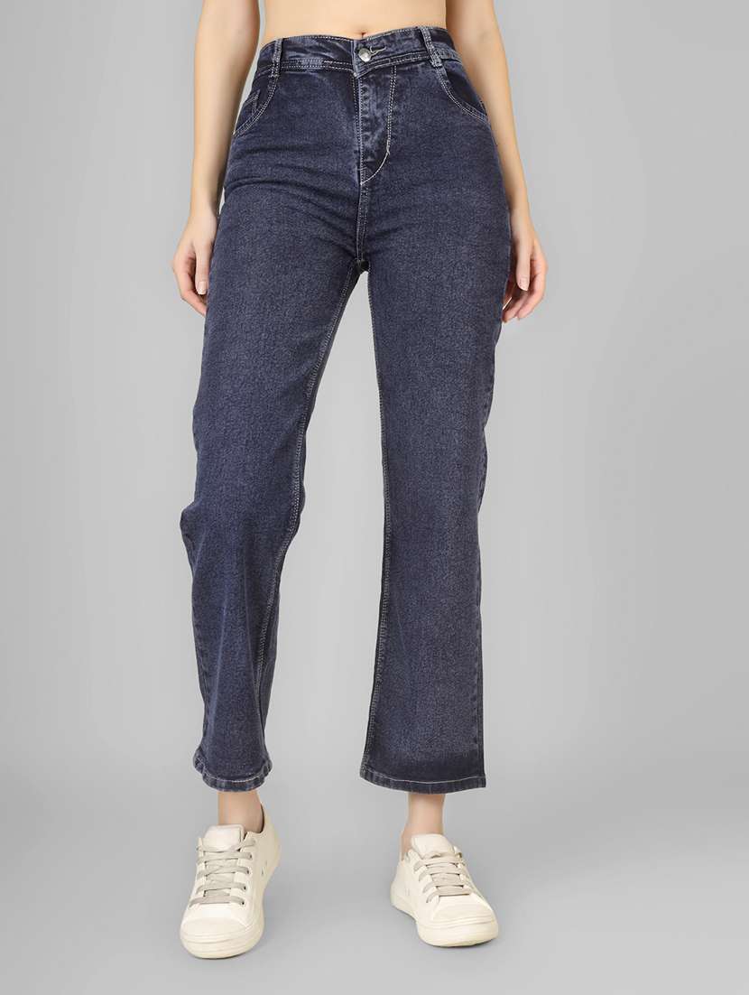 women solid mid rise straight fit jean - 22182848 -  Standard Image - 1