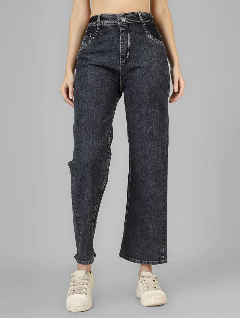 women solid mid rise straight fit jean - 22182849 -  Standard Image - 1
